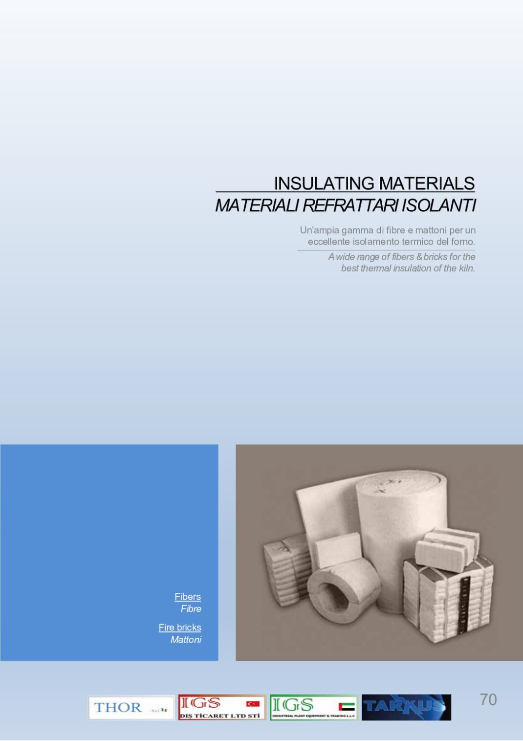 A wide range of fibers & bricks for the best thermal insulation of the kiln.